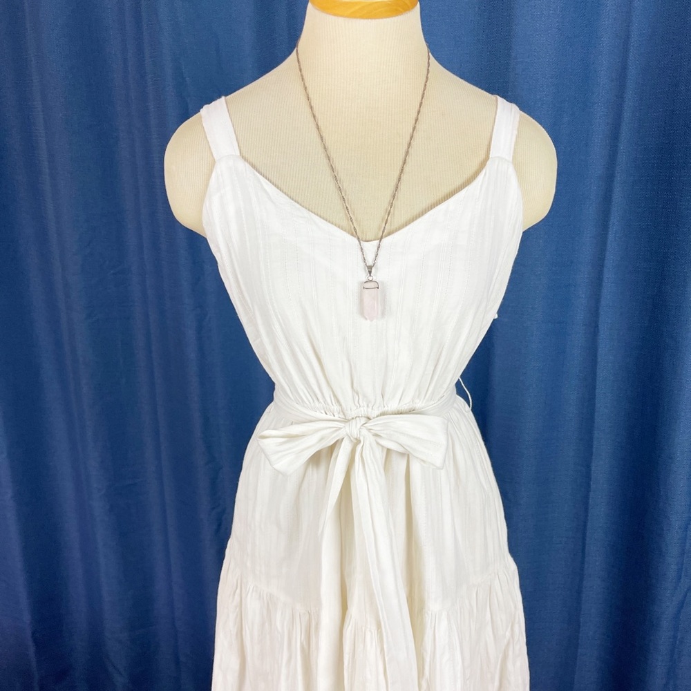 ALL SAINTS White Cotton Summer Midi Dress shoulder Tie straps